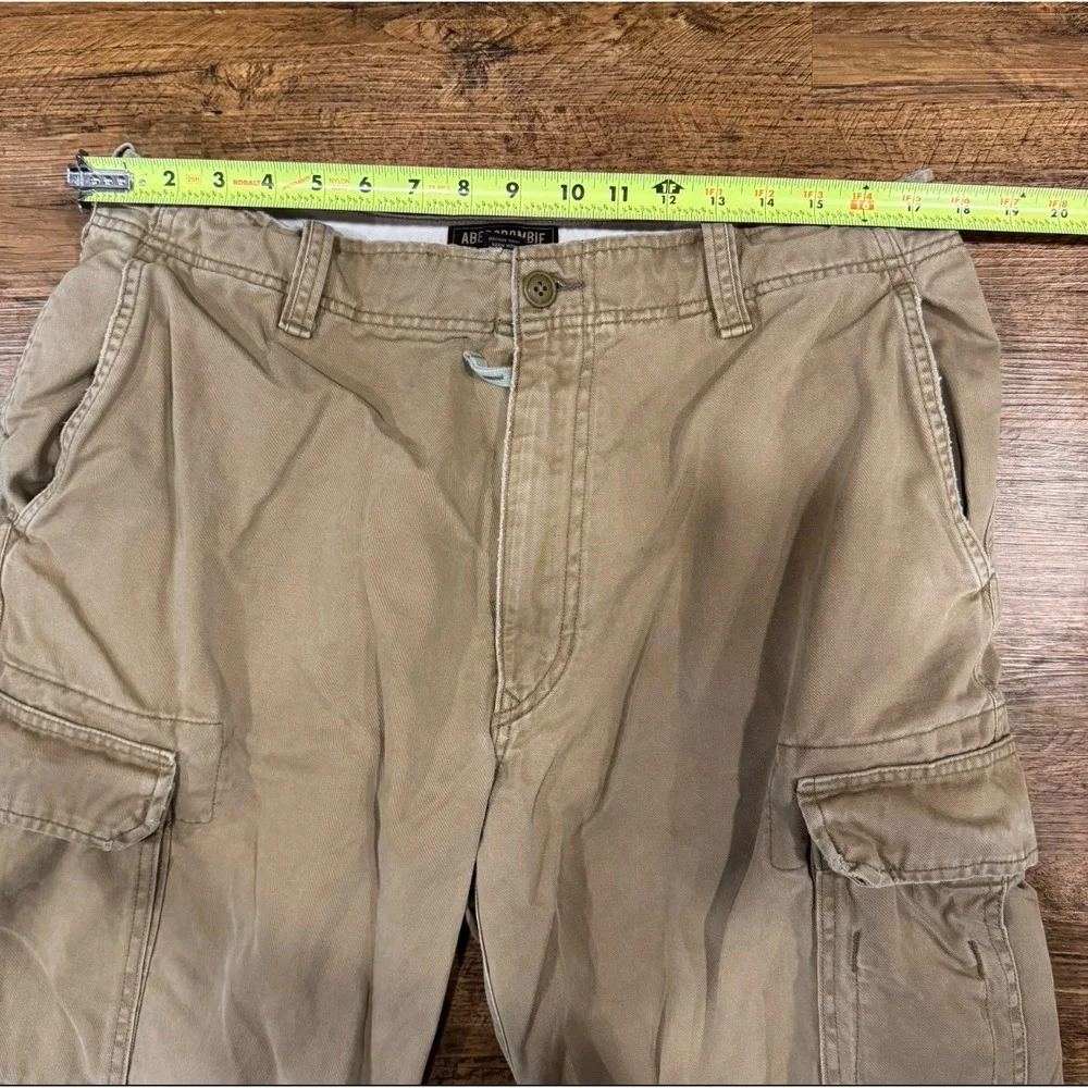 VTG Abercrombie & Fitch Beige Military Paratropper Baggy Cargo Pants Men's 36x32